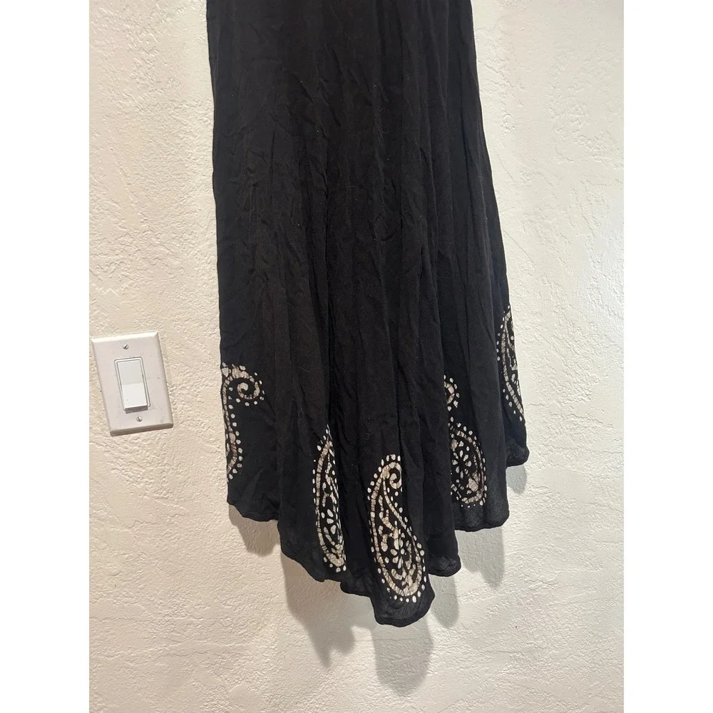 S.R. Fashion Black Paisley Rayon Handkerchief Hem Boho Sleeveless‎ Dress OS